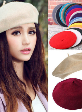 beret lady cap women wool winter hat warm беретки