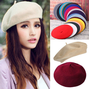 women wool winter beret warm cap hat беретки lady