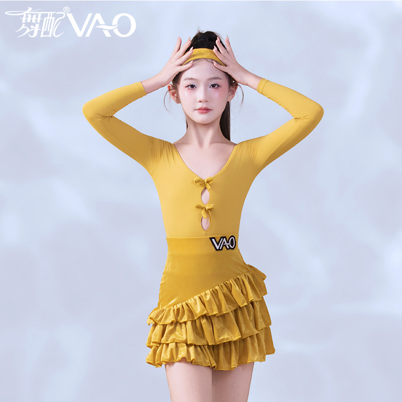 舞配女童拉丁绒长袖练功服新款