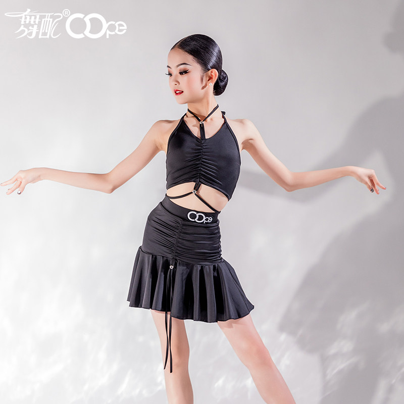吊带黑色练功服练功拉丁舞舞配