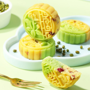 双色冰沙绿豆糕绿豆饼板栗饼传统糕点网红点心100g