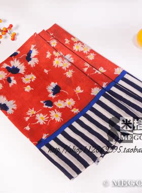 JC澳洲进口羊毛羊绒围巾披肩条纹小雏菊红色出口品质