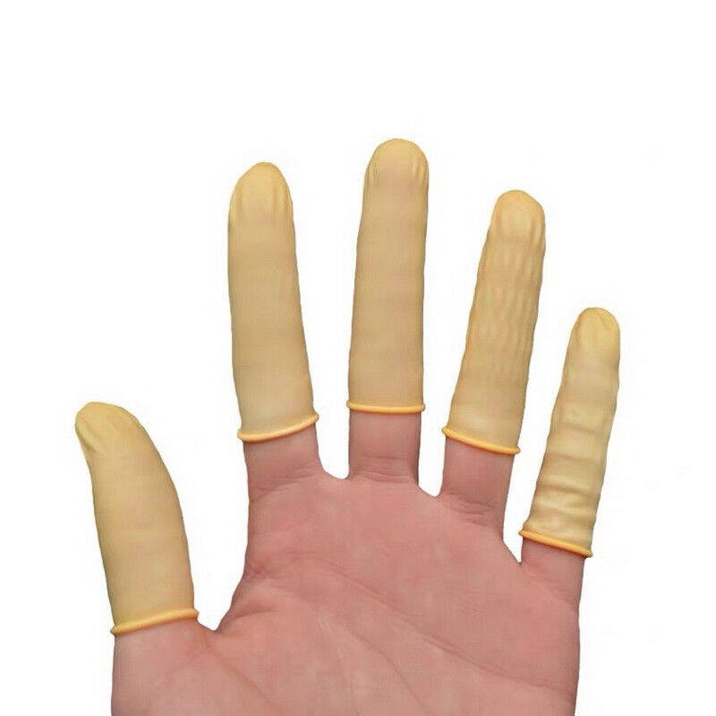 一次性乳胶手指套无粉耐磨防滑防护指套米黄色500g(约900只)