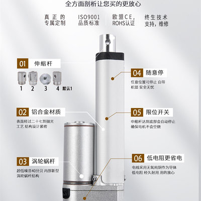 HF-TGA-A电动推杆12/24VDC伸缩杆电动推杆防水微型电推杆可控行程