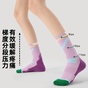 文艺复兴袜子女专业吸汗透气拼色毛巾底运动袜减震跑步跳绳袜