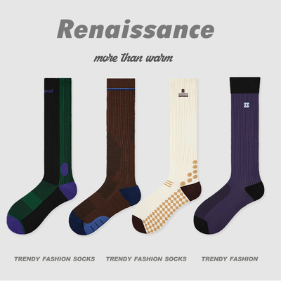 Renaissance专业运动压力袜健身跑步骑行网球长袜毛圈减震压缩袜