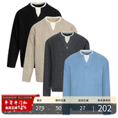 老钱风小V领拼圆领高级美学通勤休闲长袖 PMET 假两件撞色毛衣