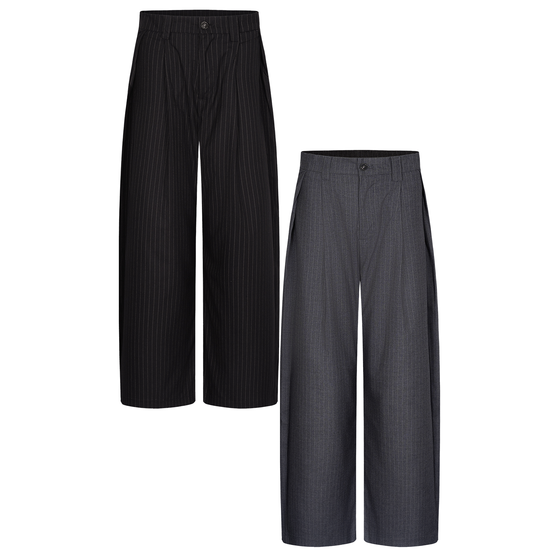 PMET条纹廓形西裤老钱风