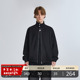 PMET 饰简约潮牌男宽松休闲运动夹克 皮标装 可扣立领麂皮开衫 外套