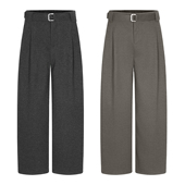 PMET「绒廓束弛」可拆卸腰带毛呢阔腿西裤 宽松垂感休闲廓形长裤