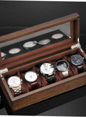 Watch box retro simple wooden portable storage watch case
