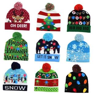 LED Christmas Hat Sweater Knitted Beanie Christmas Light 1