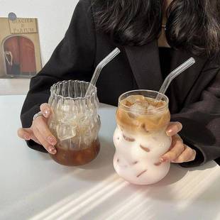 Glass Drinkware Cold Coffee Cups Latte Coffee Glass Iced Jui
