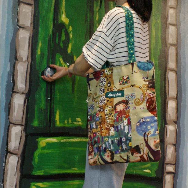 Stephy原创插画手提包大容量帆布