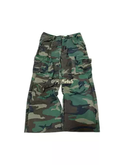 Joshua Jamal Carti Camouflage Vintage M65 Pants Washed Distressed Pocket Work Pants Cargo
