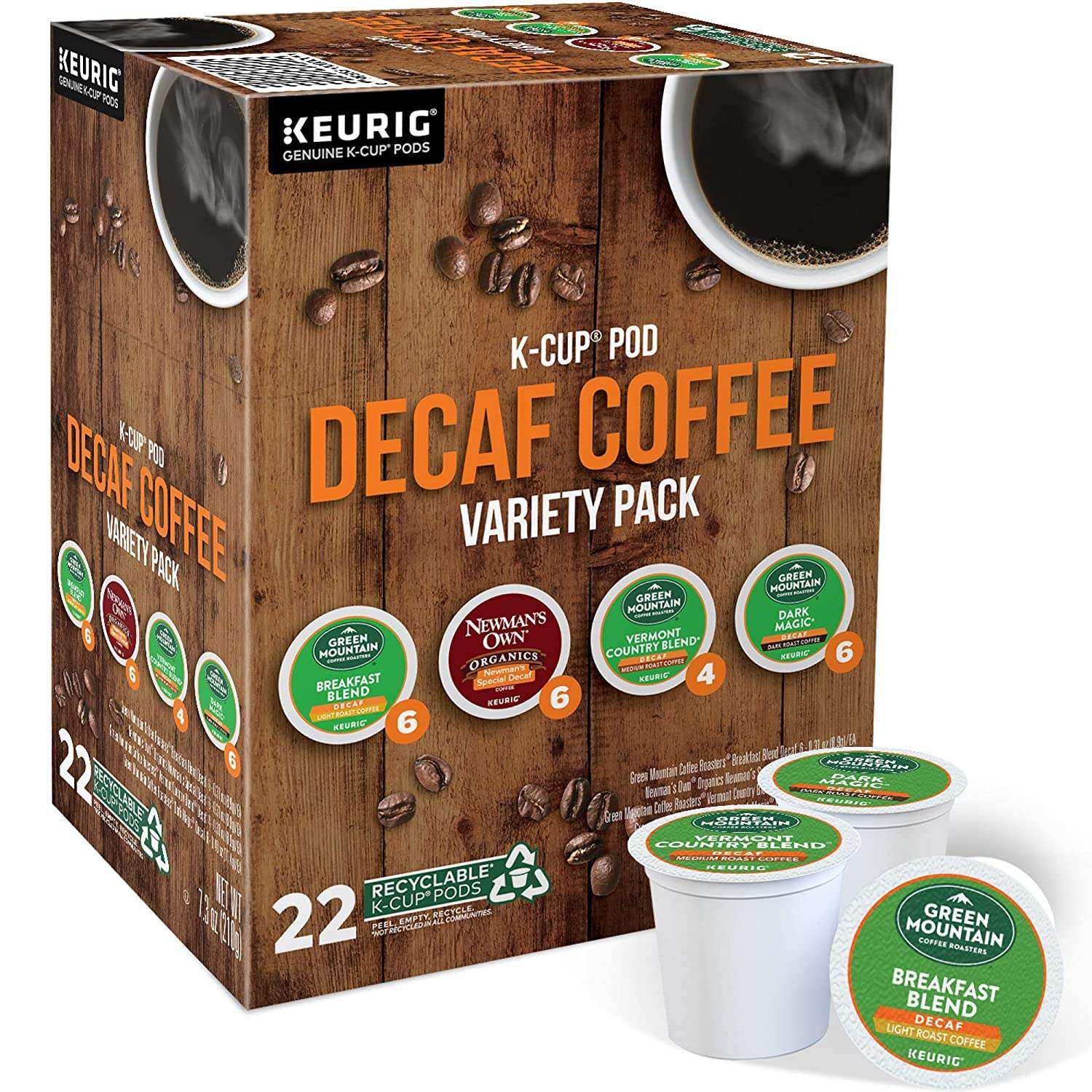 keurig green mountain roasters decaf coffee variety pack 22