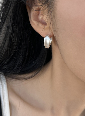 XINSTUDIO 拉丝金属耳圈纯银2025新款爆款轻奢高级感磨砂耳环耳饰