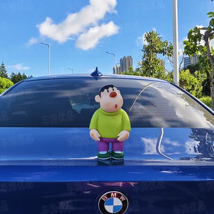 歪头胖虎车载摆件汽车装饰品2024新款车顶尾部玩偶车外部公仔挂件