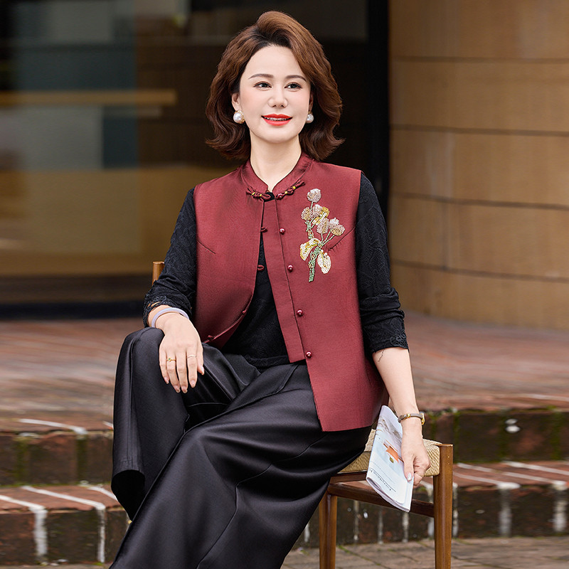 结婚礼服妈妈新中式国风裤子套装小个子喜婆婆婚宴衣服平时可穿秋