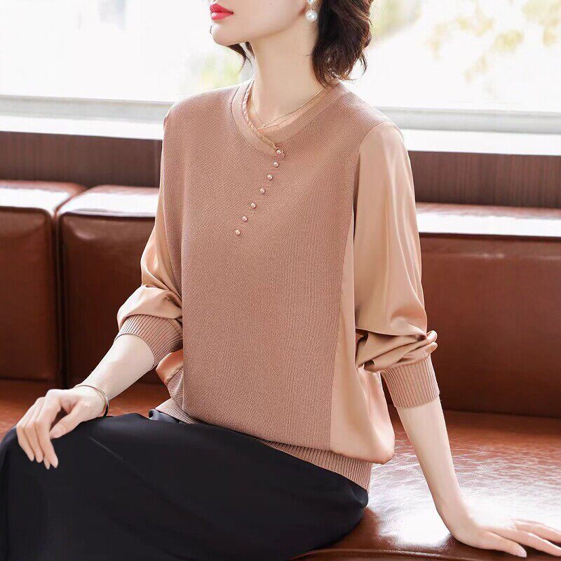 妈妈春装2026新款洋气中老年女装春夏冰丝t恤新中式国风打底小衫
