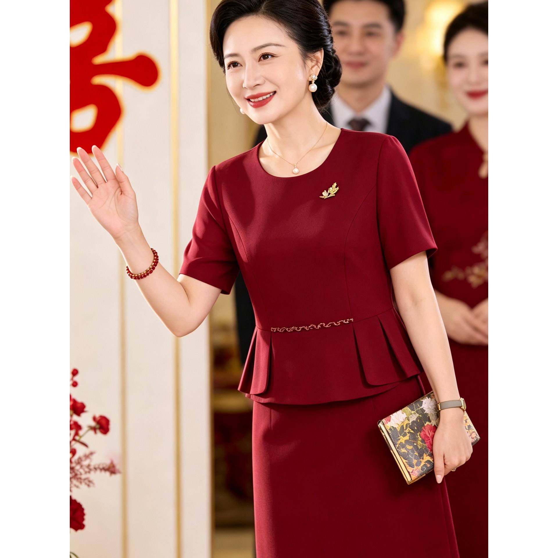 妈妈结婚礼服夏装连衣裙子大码中老年2026新款喜婆婆婚宴平时可穿