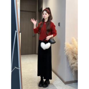 MONLOUVE2025新款慵懒风针织毛衣半身裙套装女秋冬显瘦气质小个子