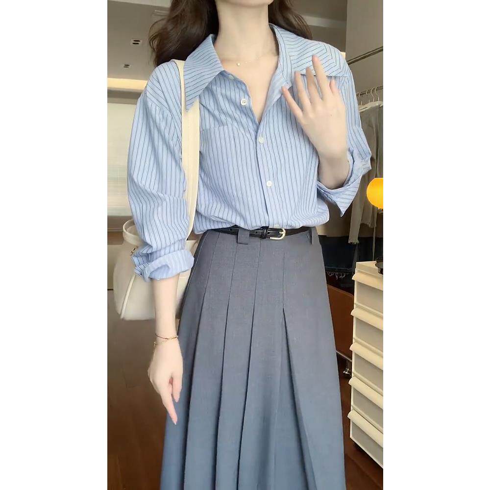MONLOUVE秋季新款时尚简约显瘦气质高级感穿搭一整套休闲衬衫半身