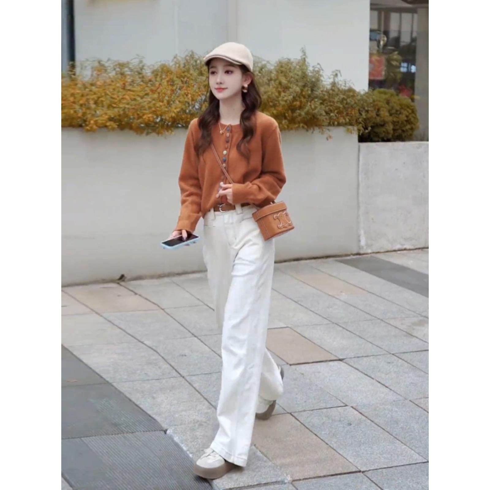 MONLOUVE2025新款早秋穿搭针织开衫女阔腿裤套装女小个子显瘦高级