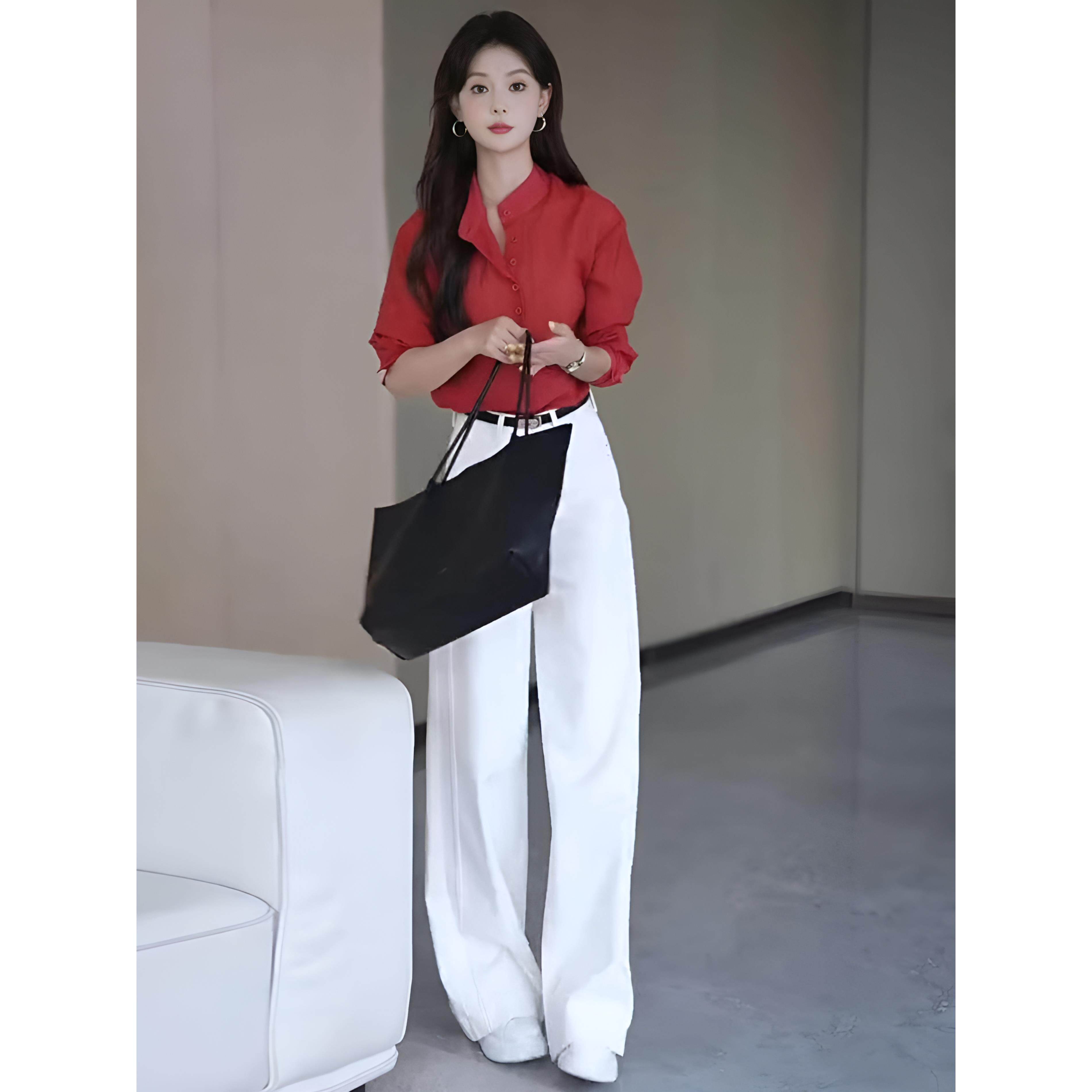 MONLOUVE2025年新款时尚简约显瘦气质高级感穿搭一整套休闲衬衫阔