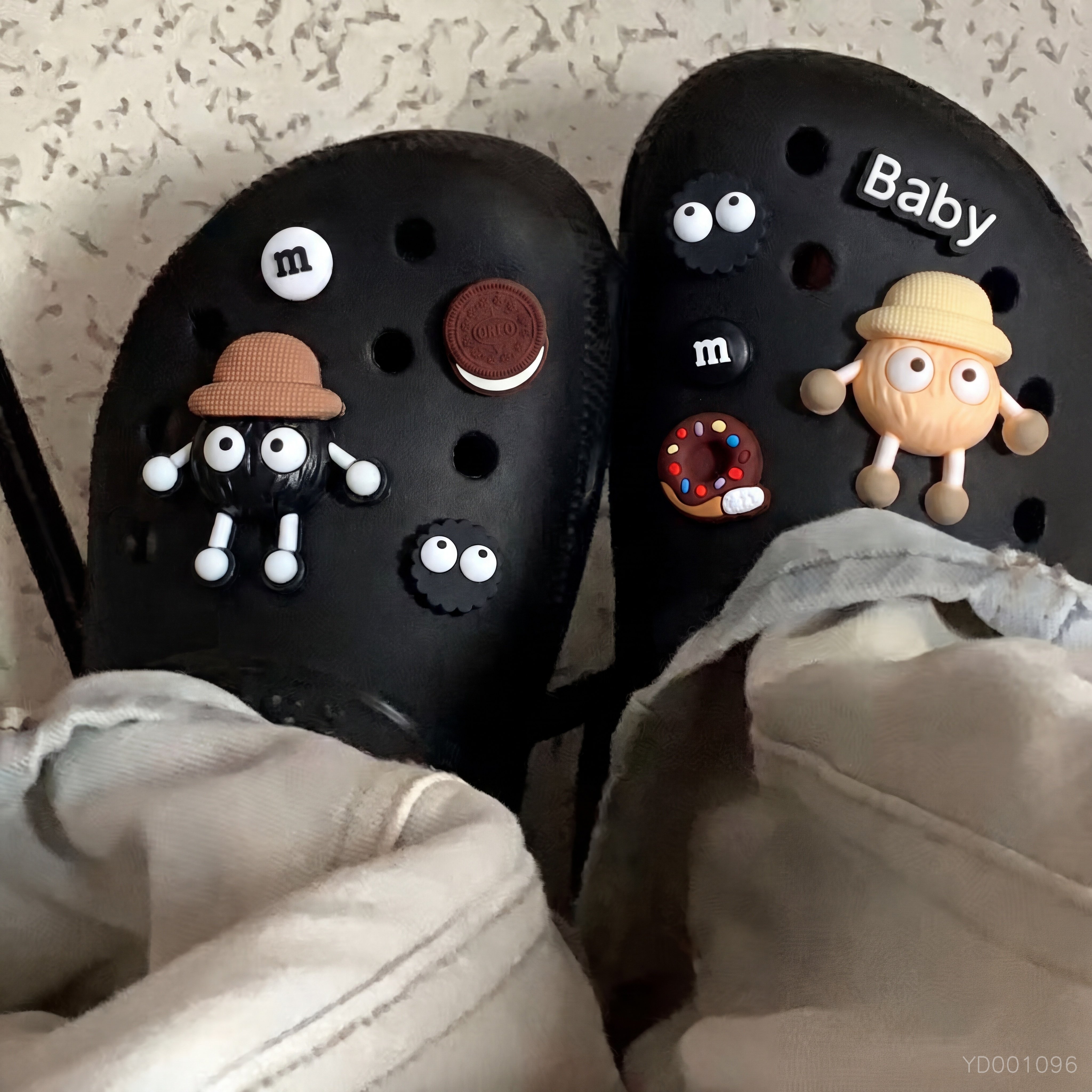 适配crocs洞洞鞋黑色配饰鞋花