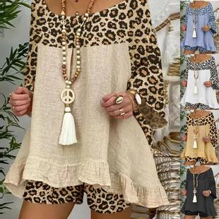 loose print patchwork size large fashion Womens leopard