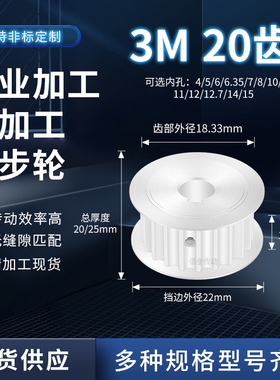 同步轮3M20齿AF齿宽16/21内孔563581012.7同步带皮带轮铝同步带轮