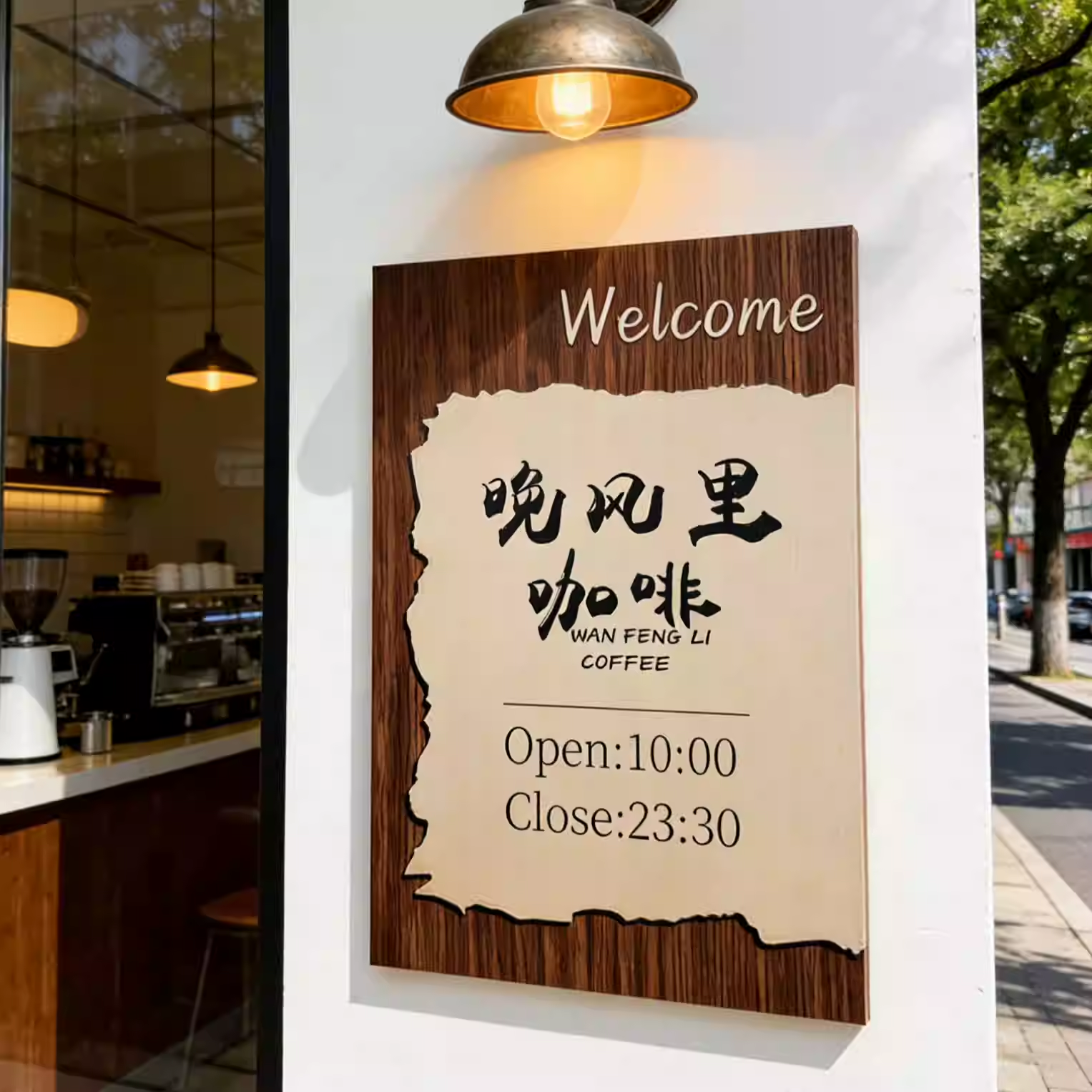 定制实木亚克力双层广告牌咖啡店刻字门头招牌工作室创意木质挂牌