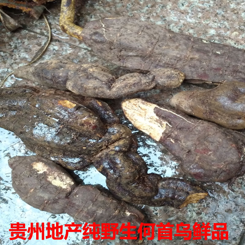 贵州野生新鲜何首乌中药材赤首乌铁秤砣红内消地精500g包邮马肝石