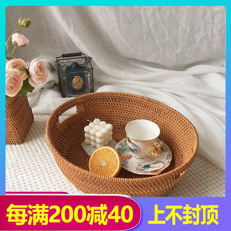 手工藤编手馒头筐提篮水果杂物食物篮子野炊春游田园风鸡蛋收纳篮