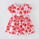 欧美中小童短袖 女童粉红爱心连衣裙2025夏装 新款 公主裙印花儿童潮