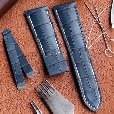 斑鸠马克美洲蓝色鳄鱼皮表带