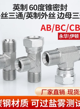 AB/BC/CB液压三通英制扣帽外丝2分3分4分6分1寸60度内外锥三通