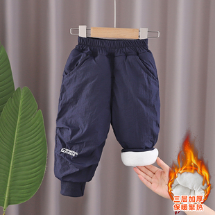 儿童棉裤三层夹棉女童加厚宝宝冬季外穿防风保暖裤中小童男孩裤子