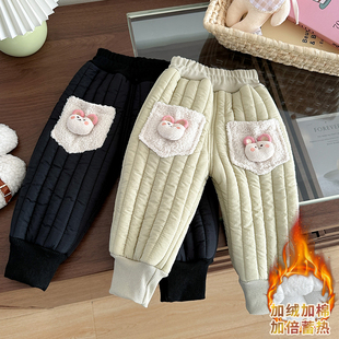 女宝宝棉裤 休闲裤 一体绒冬装 儿童秋冬款 女童裤 童装 子加绒加厚冬季