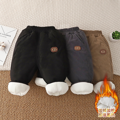一条过冬小童儿童棉裤外穿男童冬季加绒裤子宝宝加厚保暖三层夹棉