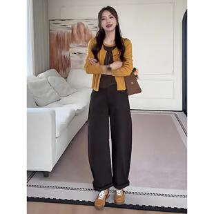 MONLOUVE秋日巨好看的高级感独特漂亮韩系慵懒风橘色毛衣内搭休闲