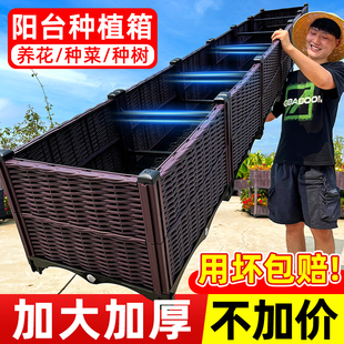 蔬菜种植箱家庭阳台种菜专用神器楼顶长方形塑料花盆特大花箱户外