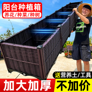 蔬菜种植箱家庭阳台种菜专用神器楼顶长方形塑料花盆特大花箱户外