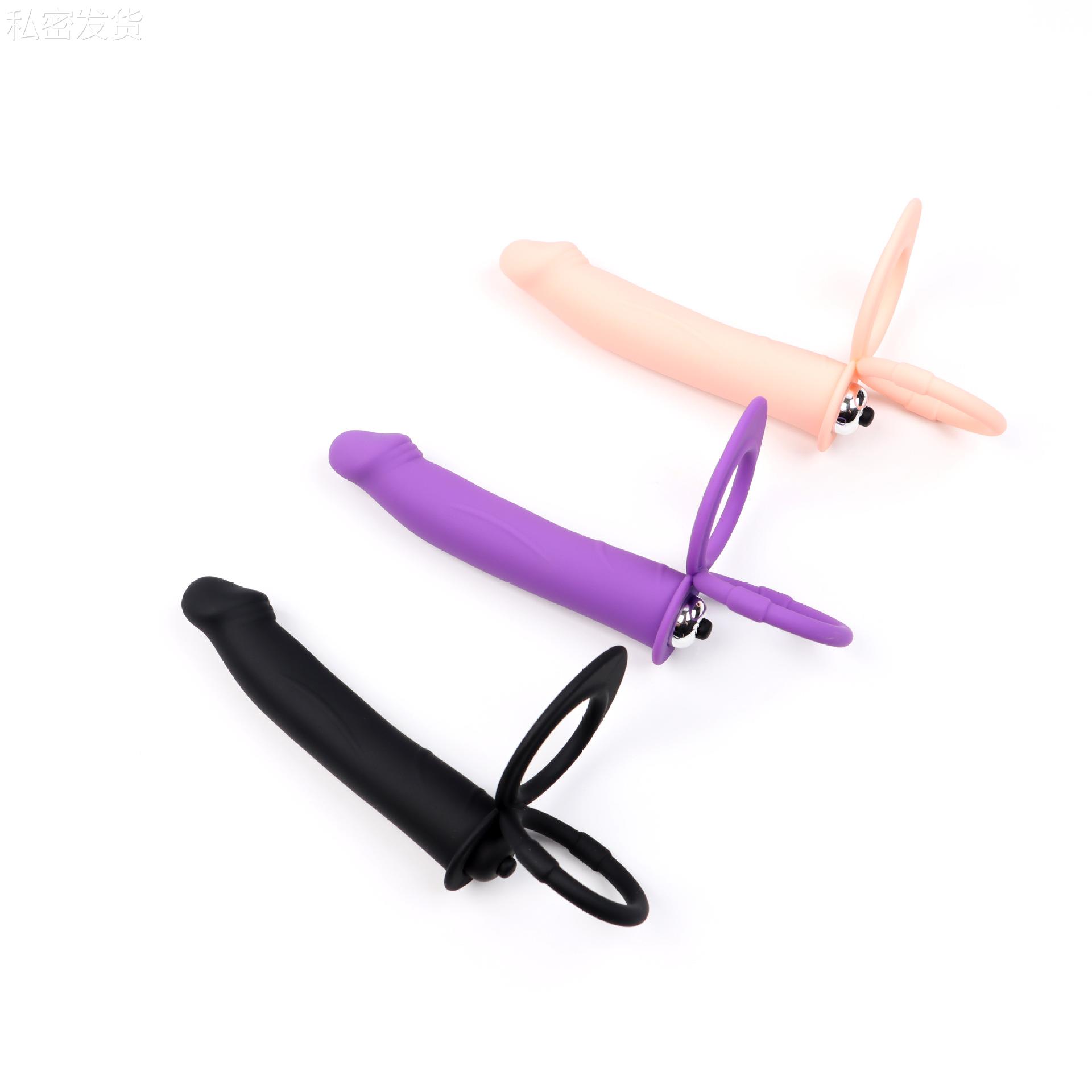 保密双月环套硅胶按摩器双重锁经环男用穿戴震动按摩私密菊部高超