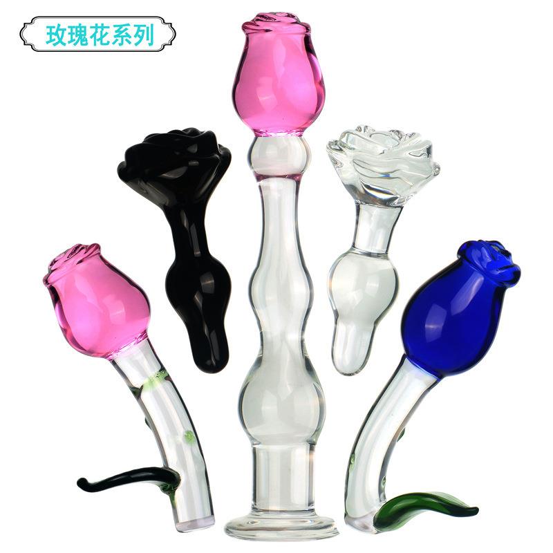 保密发货玫瑰花造型玻璃臀部塞腰部扩臀部器女用自律大人解压玩具