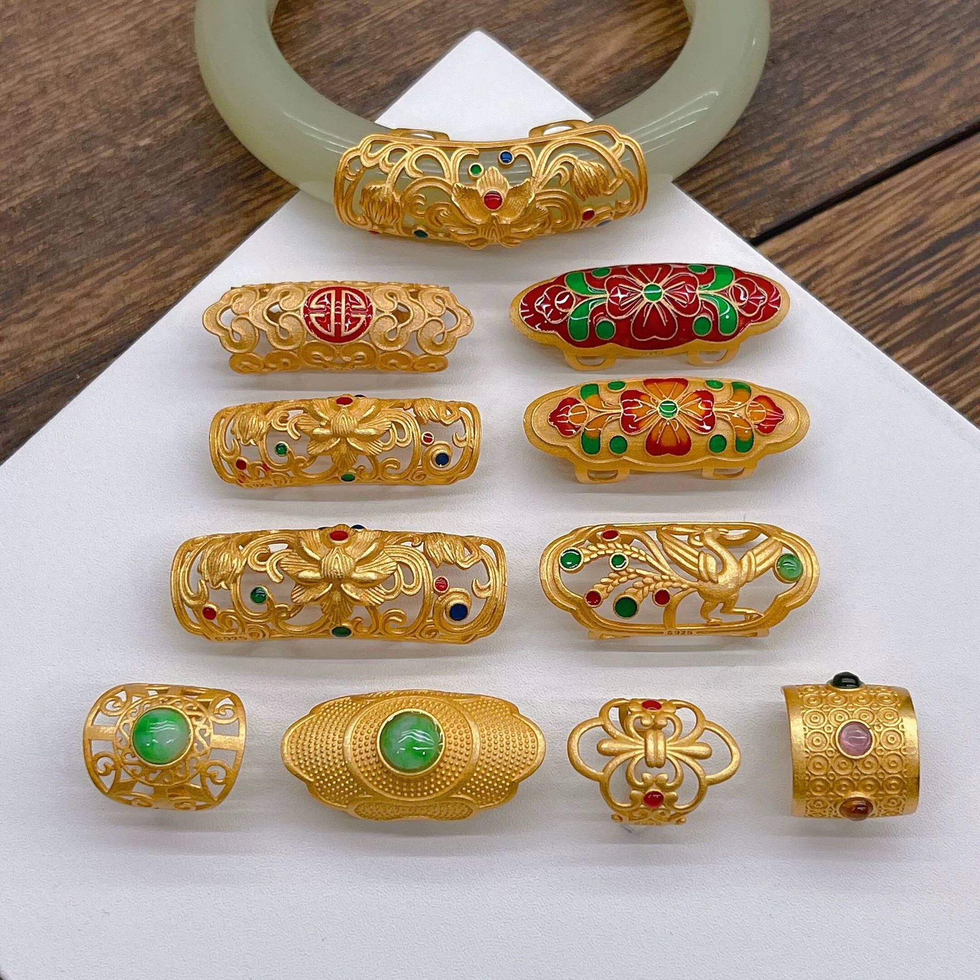 纯银手镯玉镯遮瑕装饰断裂修复扣