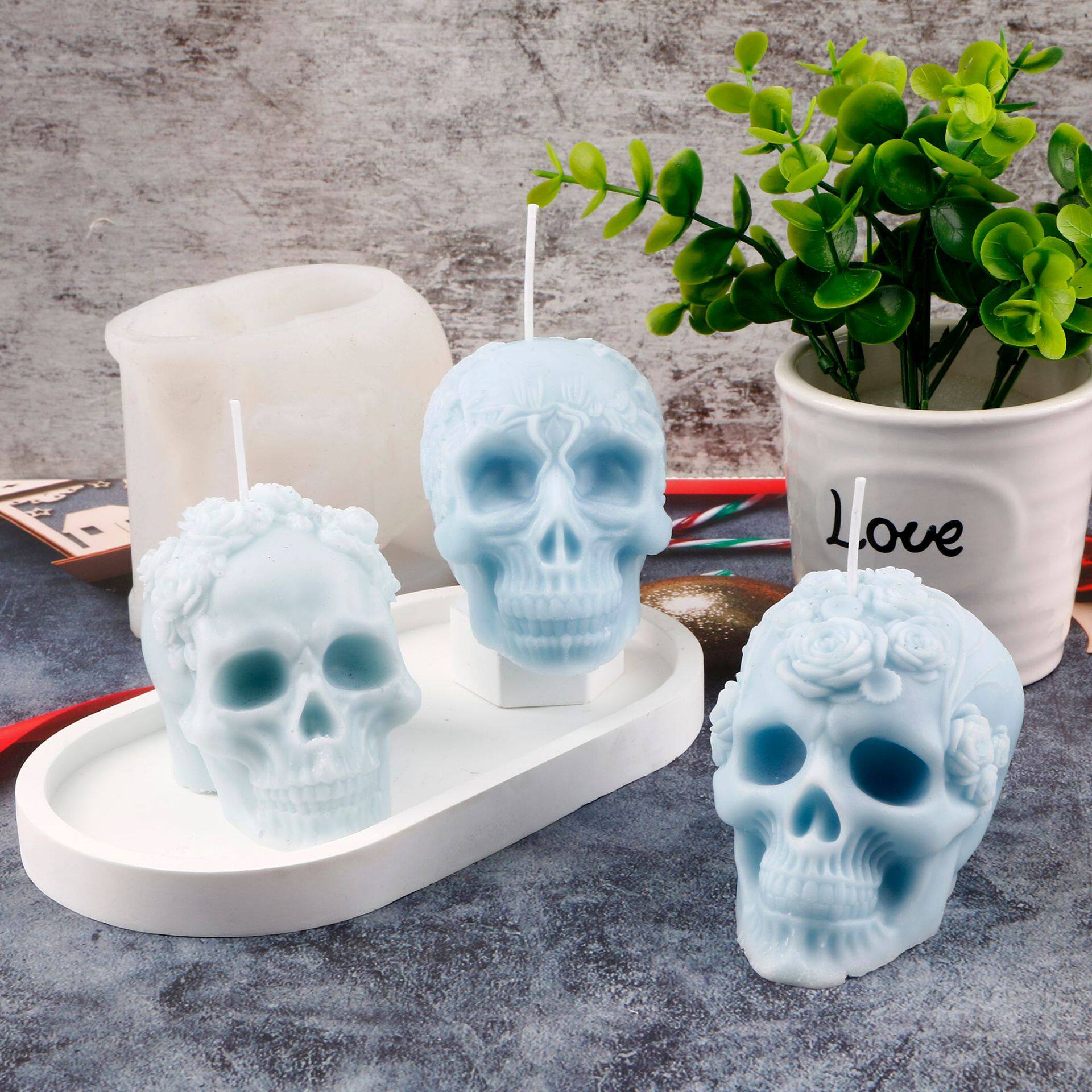 3D立体骷髅香薰蜡烛硅胶