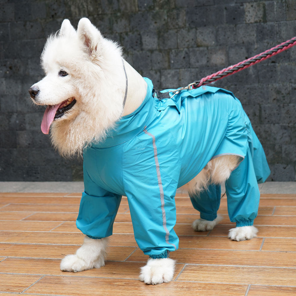 反光连体狗狗雨衣大型犬