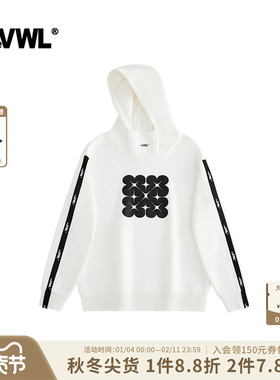 VWL连帽卫衣oversize春秋新款柔软简约男女同款设计感白色上衣